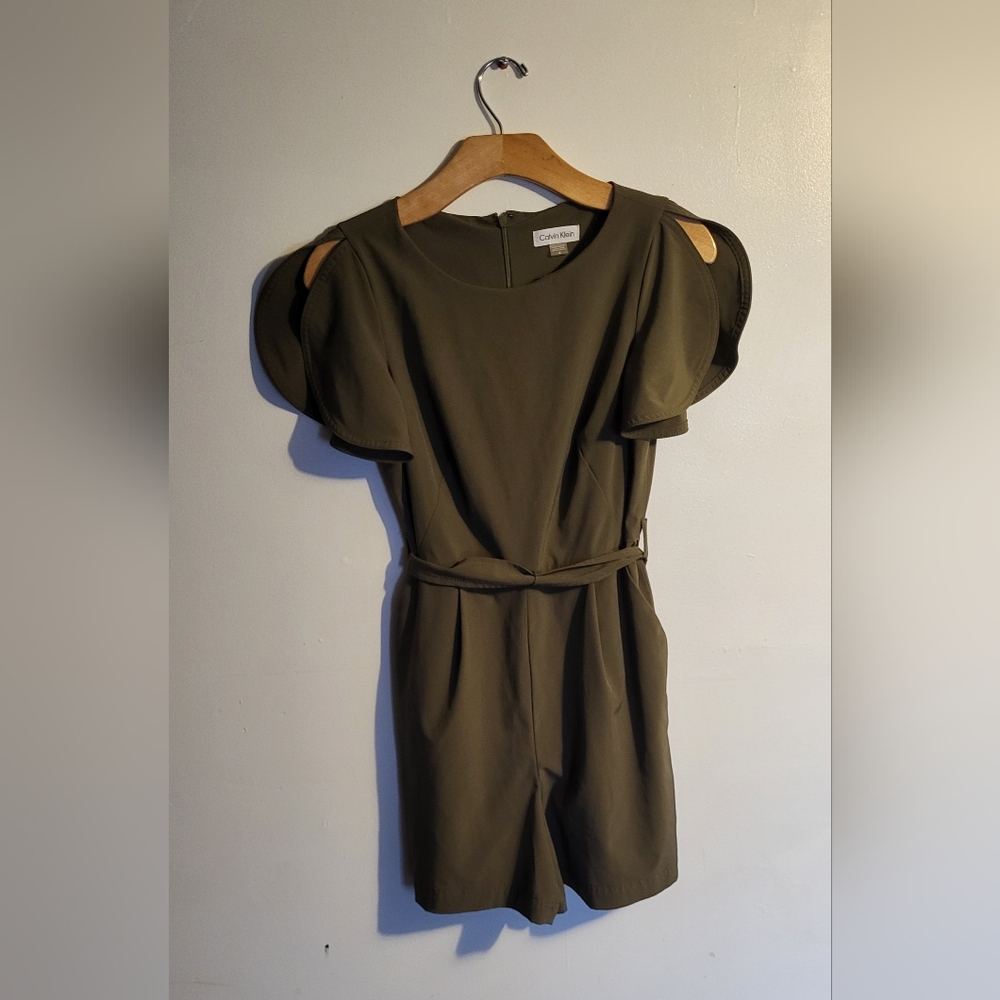 Calvin Klein Green Puff Sleeve Jumpsuit